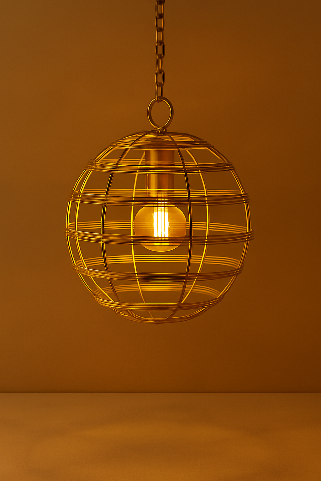 JAL+ Golden Globe Hanging Wire Lantern – Metal Decorative Orb